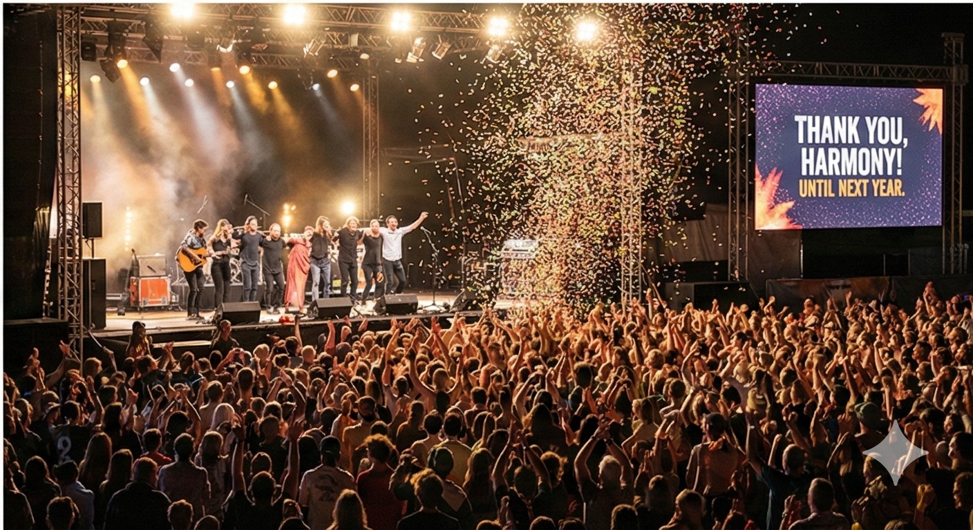 Festival crowd at night